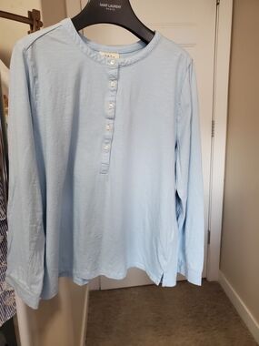 Style & Co Long Sleeve Henley Shirt XL Light Blue